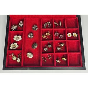 JEWELRY Vintage EARRINGS 14 Pair Screw Clip and BOX Bundle Lot Art Nouveau